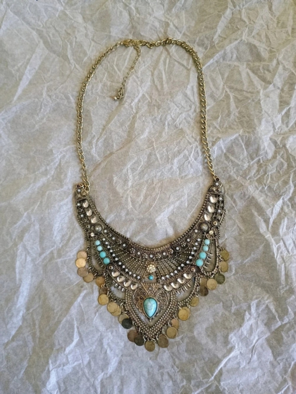 Statement Turquoise-Color Pendant Necklace